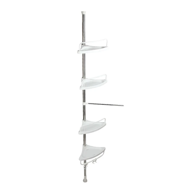 4 Tier Corner Pole Shower Caddy Shelf Rack Kitchen Bathroom