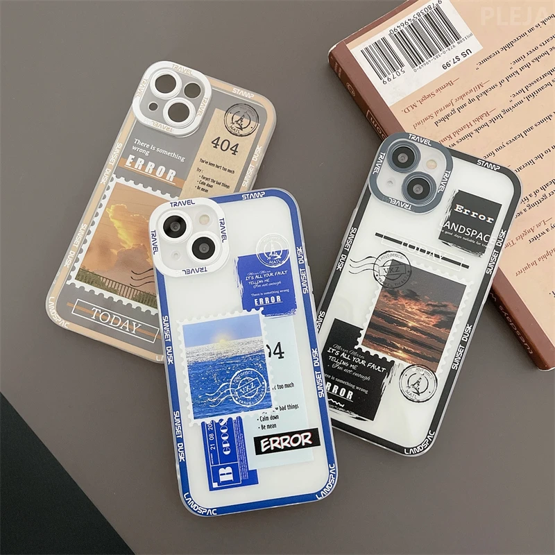 Letters Stamp Labels Cute Clear Phone Case For Apple Iphone 13 Pro 12 11 Pro Max X Xr Xs Max 7 8 Plus Cover Fashion Soft Cases Aliexpress