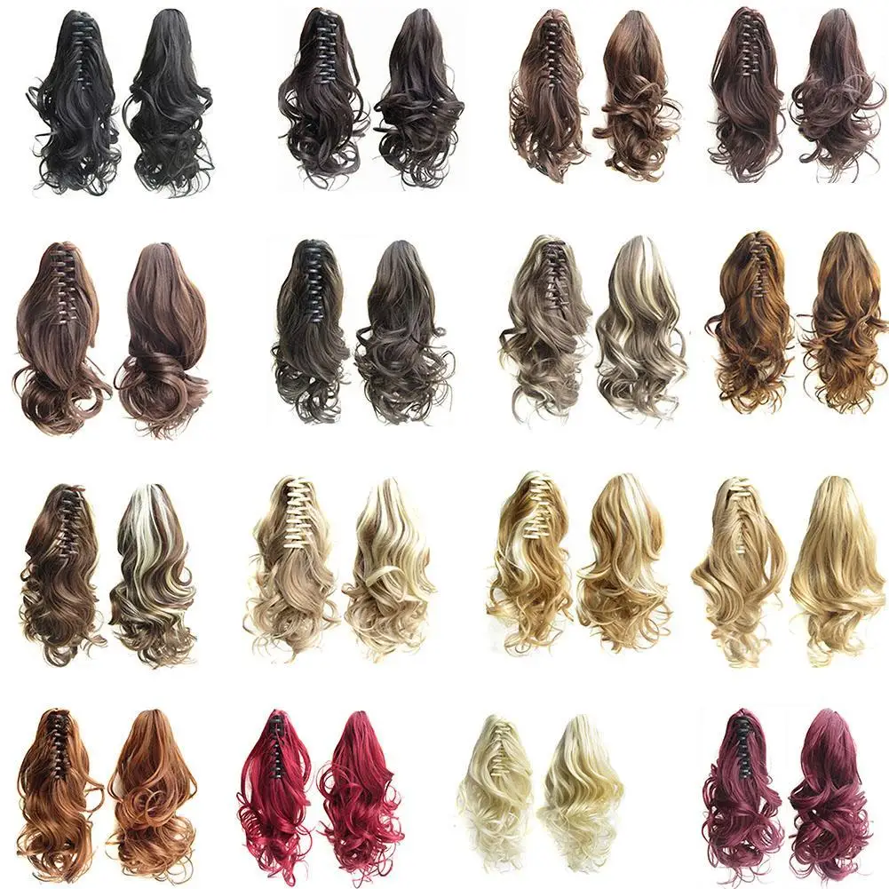 Small Wave Claw Clip Ponytail Curly Hair Extension Synthetic Fiber Hair Patch 40cm Ponytail Wave Wig For Women