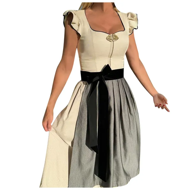 Dirndl Bavaroise Oktoberfest Pour Femme, Robe Midi Pour Femme