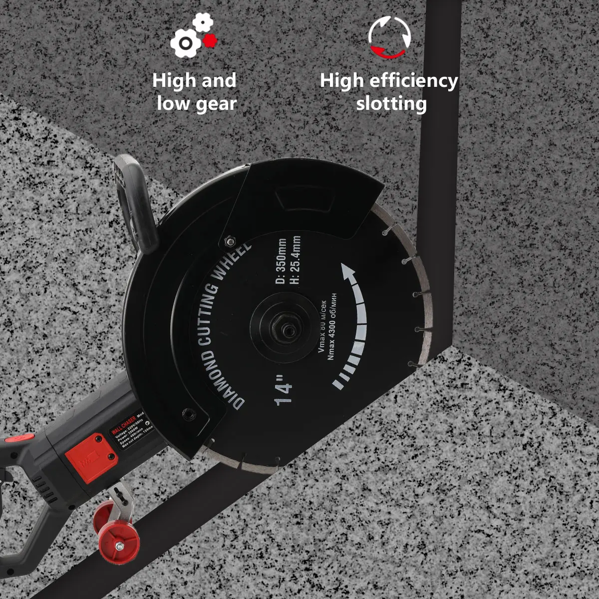3200W High-power Saw Blade Slotting Cutter Machine-Carbon Steel Cover 220 Slip-Proof Handles Wall Cutting Machine for Electricia