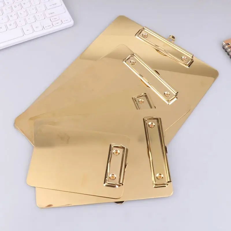 골든 스테인레스 스틸 클립보드 학교 사무실 비즈니스 프레젠테이션을 위한 경량 문서 홀더 정리함