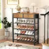 Shoe Rack, 4 Tier Shoe Organizer for 9-12 Pairs of Shoes, with 2 Drawers, 3 Fabric Shelves and Wooden Top 6