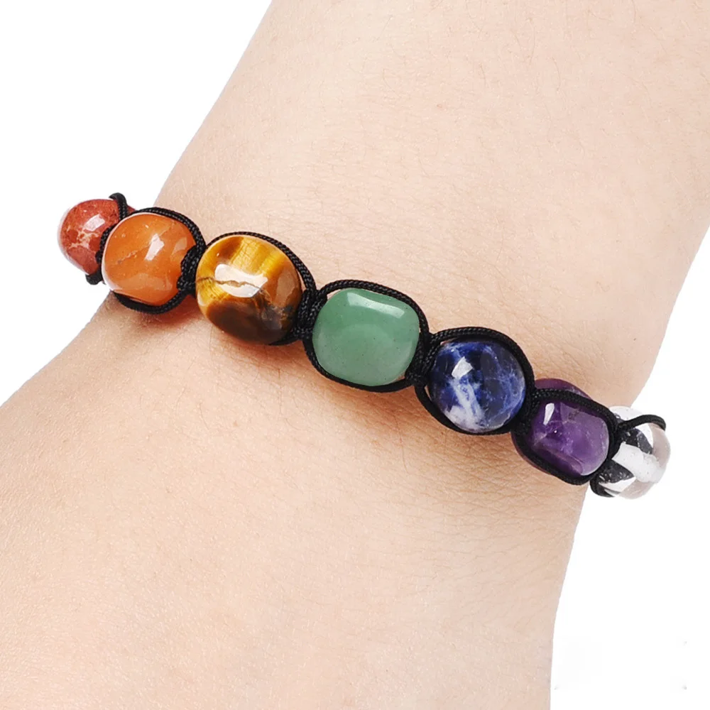 Natural Stone Bracelet 7 Chakra Handmade Braided Lava For Men Women