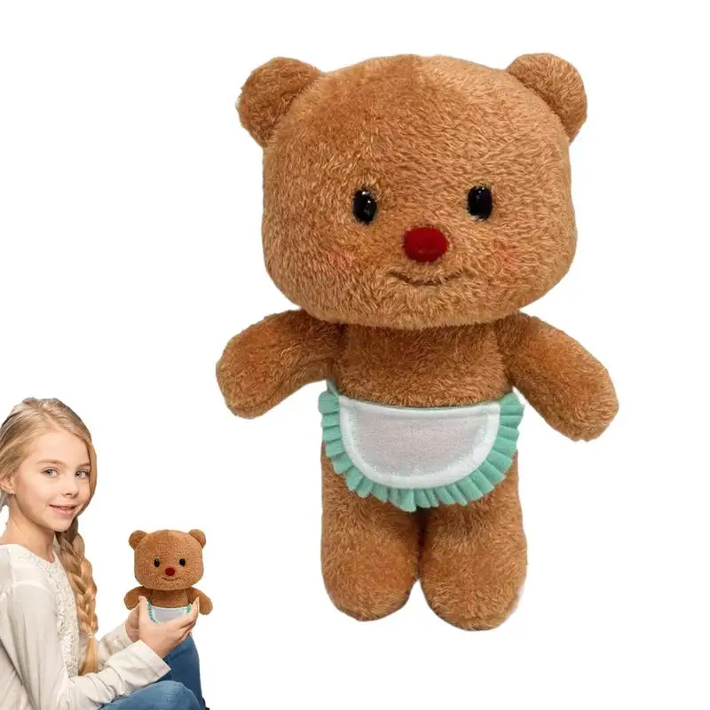 Brown Bear Stuffed Animal Small Apron Bear Animal Plush Toys Fashionable Brown Animal Plushies Plush Doll Toy Stuffed Animal For