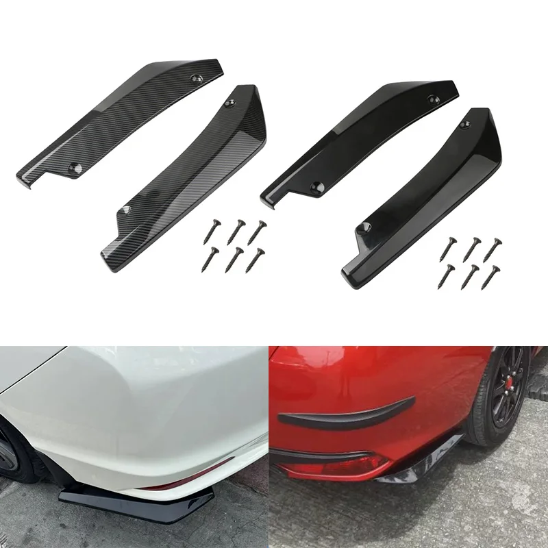 

Car Accessory 2pcs Car Rear Bumper Lip Diffuser Splitter Spoiler Scratch Protector Black Rear Lip Wrap Angle Splitter