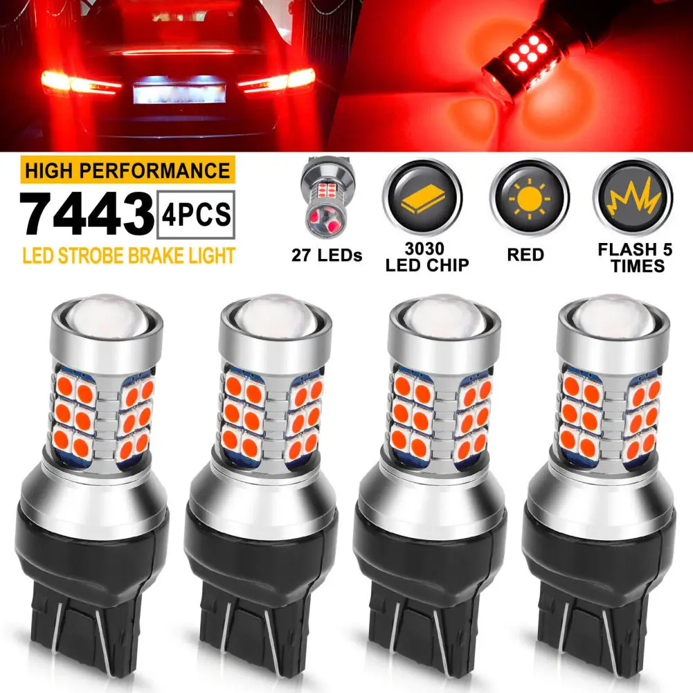 

4Pcs Car LED Bulbs 3030 27LEDs Chip 7443 7440 Super Bright Low Power 12V Universal Replacement For Back Up Reverse Lights