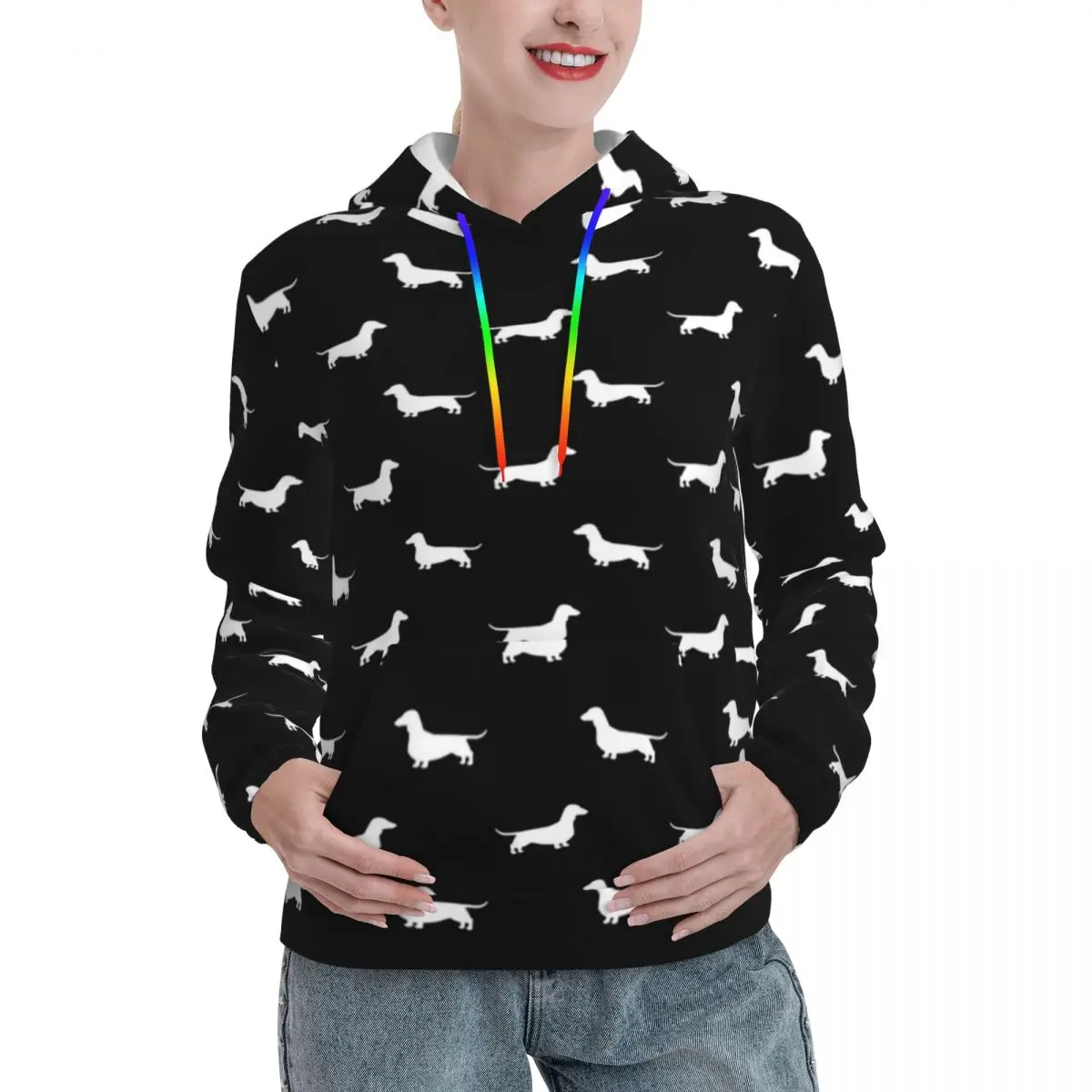 

Wiener Dog Print Streetwear Hoodies Autumn Dachshund Silhouette y2k Cool Hoodie Unisex Oversize Outerwear Printed Sweatshirts