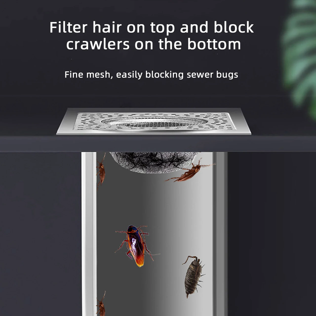 Square Kitchen Sink Filter Stainless Steel Anti-blocking Net Sink Mesh Strainer Bathroom Floor Drain Cover Shower Hair Catcher