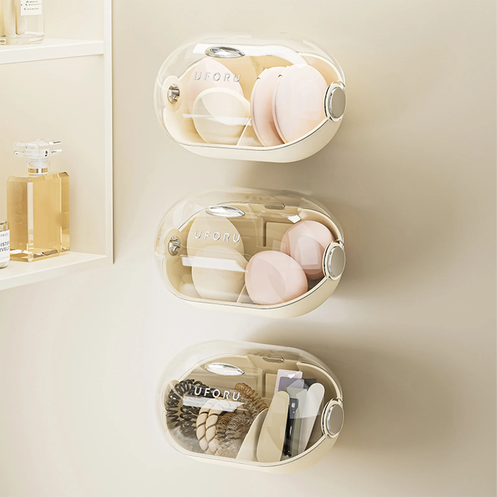 Wall Beauty Egg Storage Box Transparent Lid Shelf Organizer for  Pencils Sponge Beauty 6