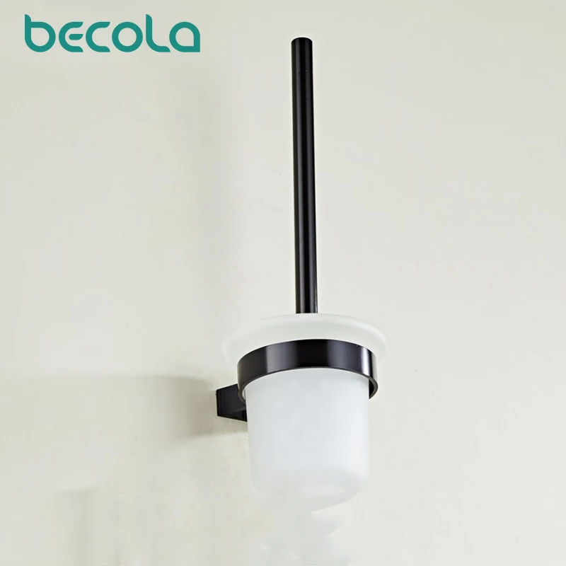 Nail Free Bathroom Accessories Wall Mounted Black Space Aluminum Bathroom Toilet Brush Holder Toilet Cleaning bathroom accessories toilet brush holder