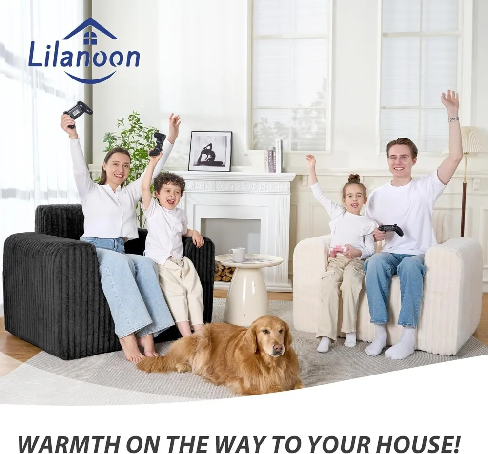 Large Bean Bag Chair for Adults, Non-Slip Floor Sofa with High Backrest & Wide Armrests, Sponge Filled for Living Room Bedroom