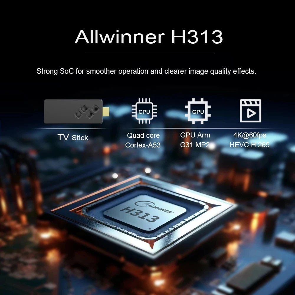 TV Stick Q2 Allwinner H313 Quad-core Android HDR10 4K BT5.0 2GB16G 2.4G/5G Dual WiFi Google Assistant Streaming Media Player