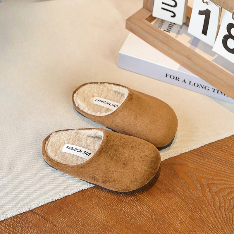 Cotton Kids Slippers Leopard Winter Shoes