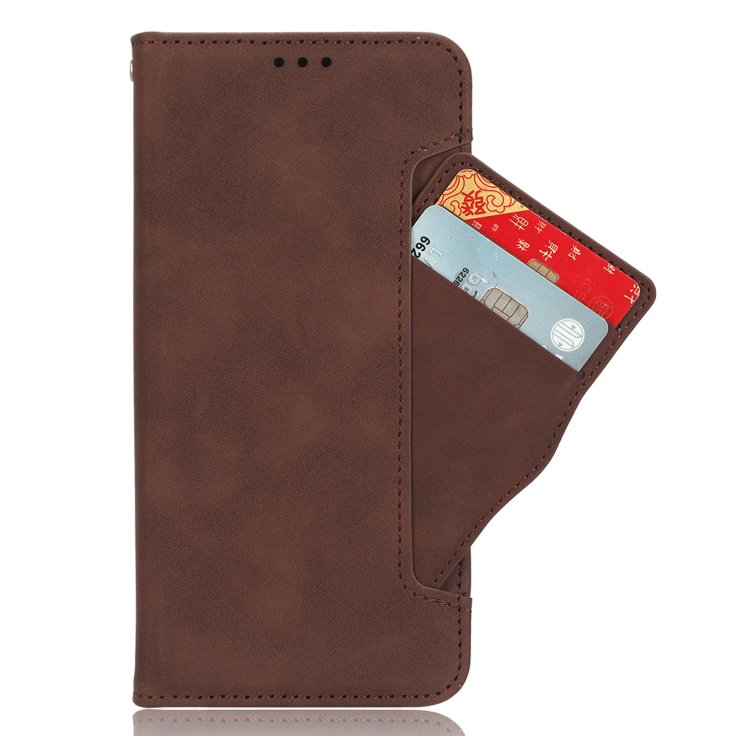 LV Wallet Flip Phone Case, Brown Leather