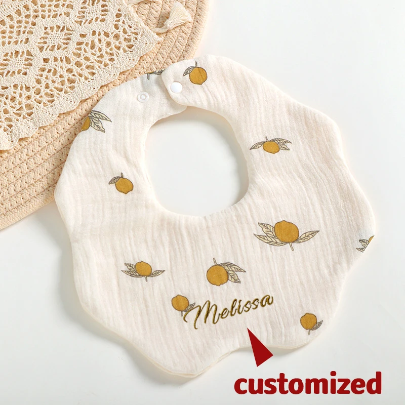 Custom Name Feeding bib Waterproof Bib Saliva Towel Cotton Gauze Baby Bandana Scarf For Boy Girl Bibs kids Personalized gift soft cotton gauze print baby bibs newborn infant boy girl bandana scarf 360 degree flower shape feeding saliva towel burp cloth