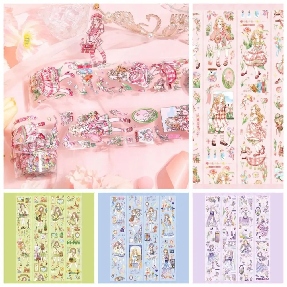 

Handmade Young Girl Series Collage Tape Album Decoration DIY Crafts Dreamy Girl Collection Masking Tape Aesthetic PET