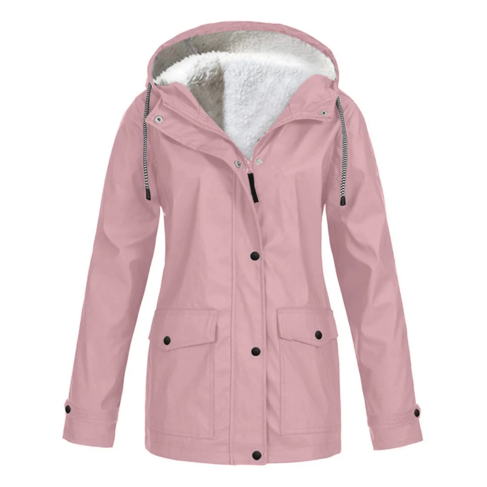 

2022 Women's Thick Coat Fashion Autumn Winter Plus Velvet Outdoor Jacket Windproof Waterproof Mountaineering Hooded Overoat