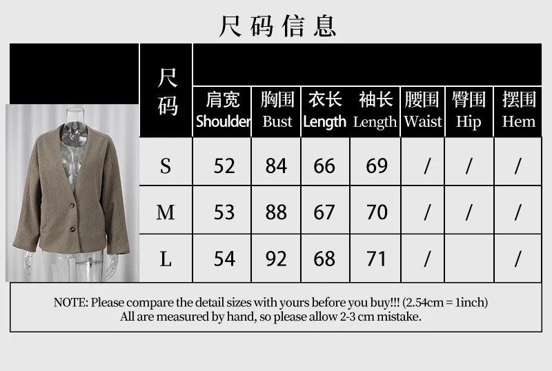 Women Fashion Grey V Neck Loose Warm Jackets Autumn Retro Button Long Sleeve Coat With Pockets Lady Casual High Street Outerwear 2