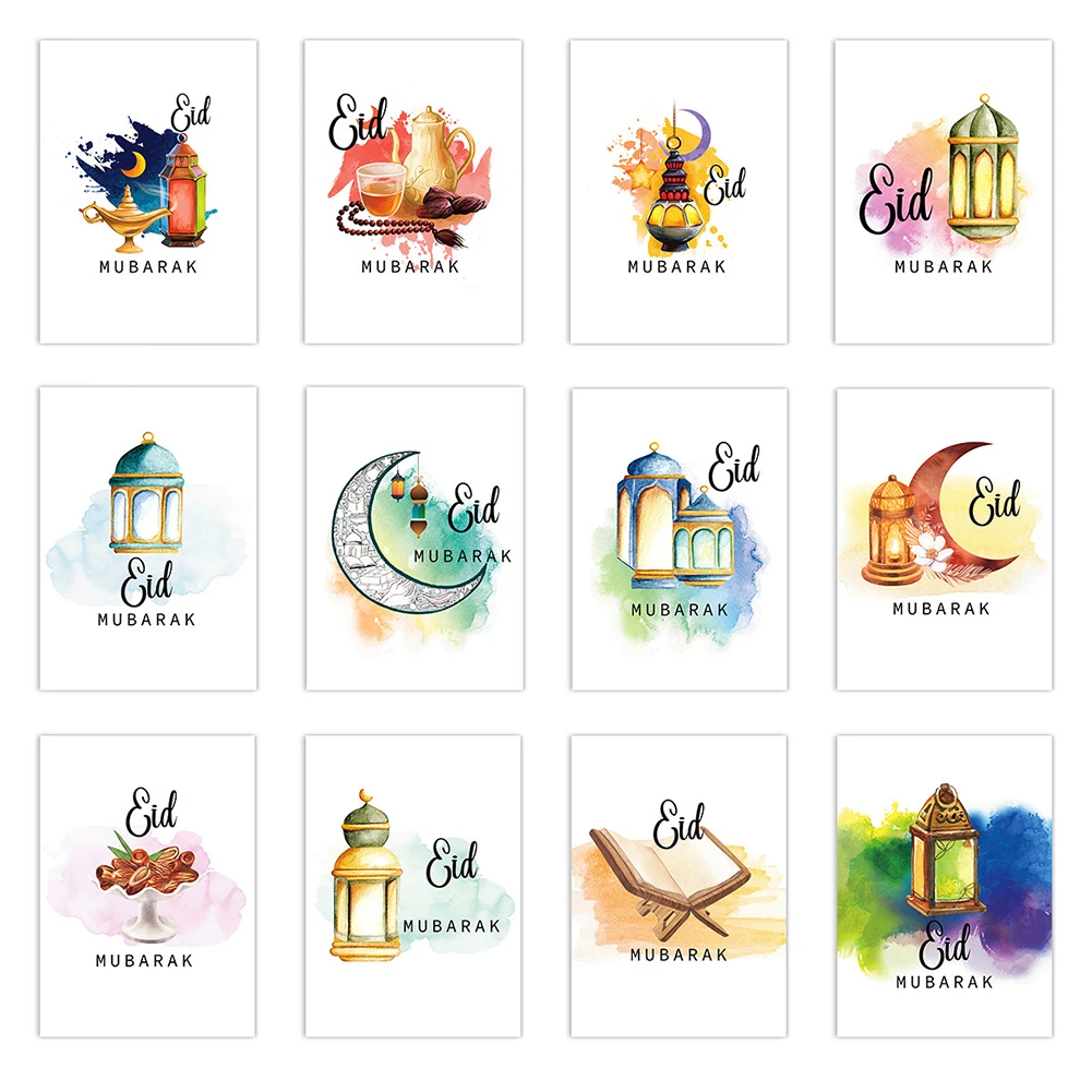 

2024 Middle Eastern Festival Theme 12pcs Invitation Postcard Moon Letter Card
