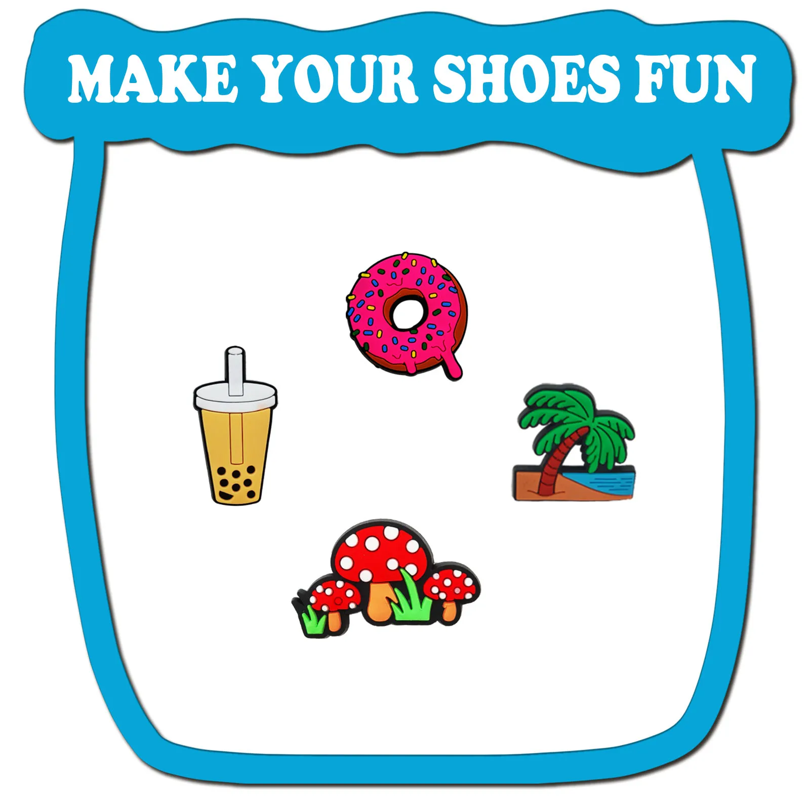 10/30/50/100Pcs Assorted Varieties PVC Shoe Charms Decorations Sandals