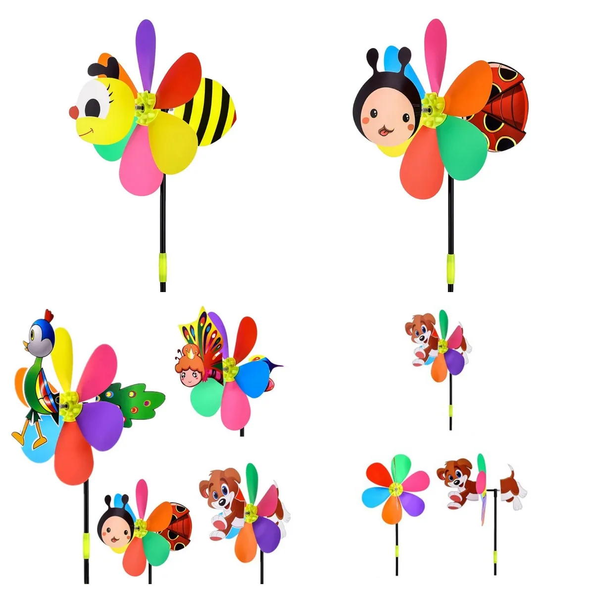 Garden Art Decor Windmill Toy Wind Spinner 3D Animal Bee 1PCS
