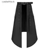 Men Dark Rock Skirt Punk Steam Gothic Party Fashion Solid New Large Size Men's Personality Black Rivet Asymmetric Half Skirts 2