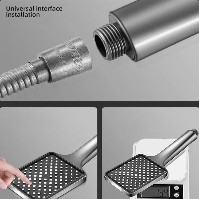 Square Shaped High Pressure Showerhead Large Flow High Pressure & Water Saving Feature Household Bathroom Rain Shower Head