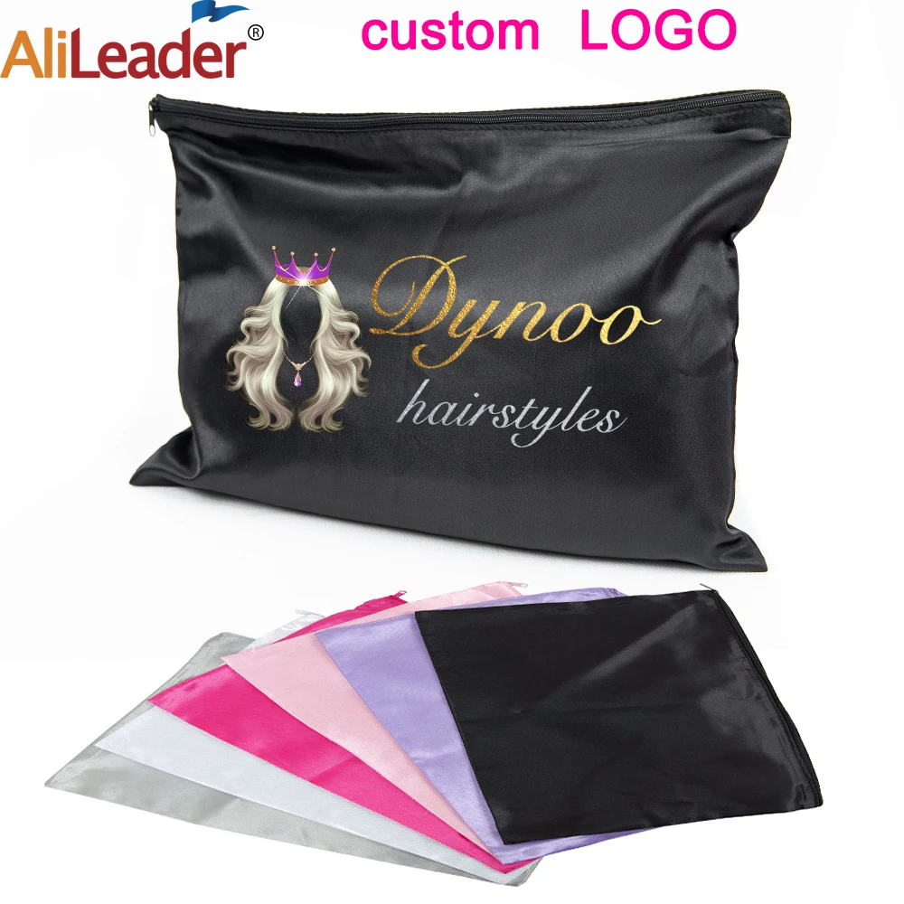 5/10 pcs Wig Satin Bag with Zipper 25*35 cm Wig Storage Bags Portable Travel Hair Extensions Bag Pls Contact us Customize Logo