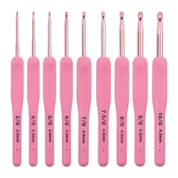 9 - Piece Ergonomic Pink Crochet Hook Set for DIY Weaving and Knitting (9PCS - A)
