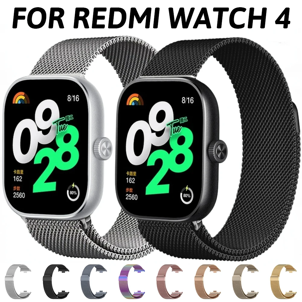 

Stainless Steel Strap For Redmi Watch 4 Watch Band Milanese Loop Magnetic Bracelet For Xiaomi Mi Band 8 Pro Wristband Accessorie