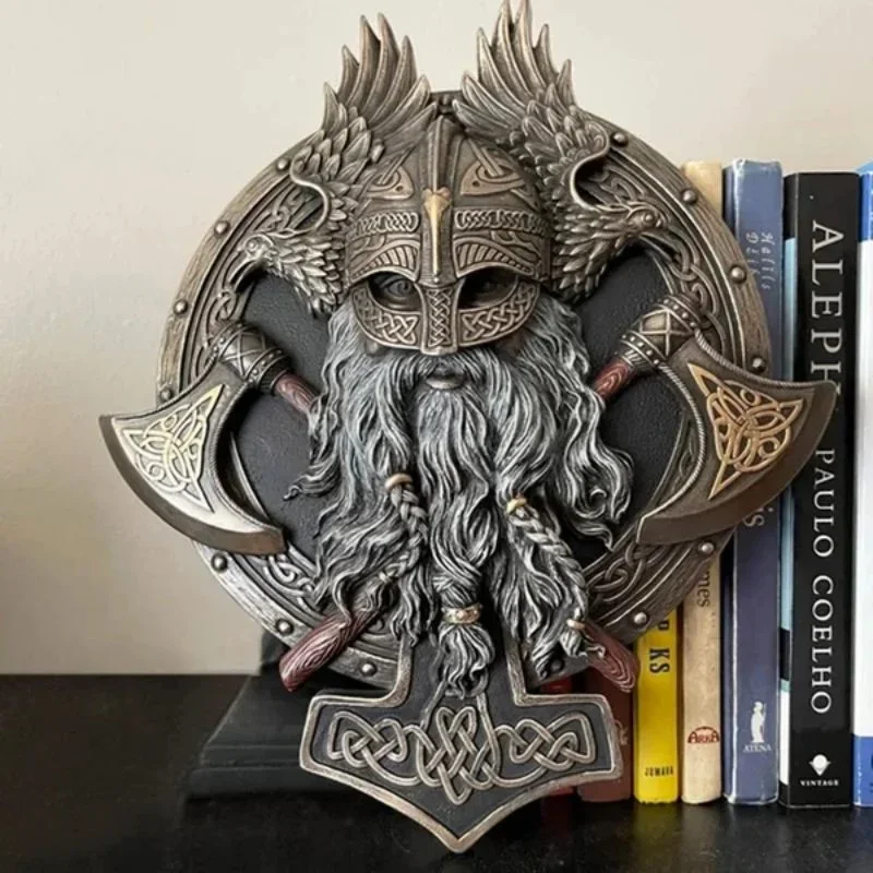 Retro Viking Berserker Double Axe Wall Targa Decorativa Ornamenti In Resina Decorazione Della Parete Placca Yingling Hall Scultura Statua