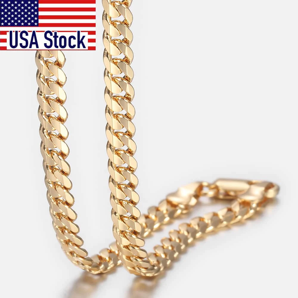 Cuban Link Chain Necklace Gold Color