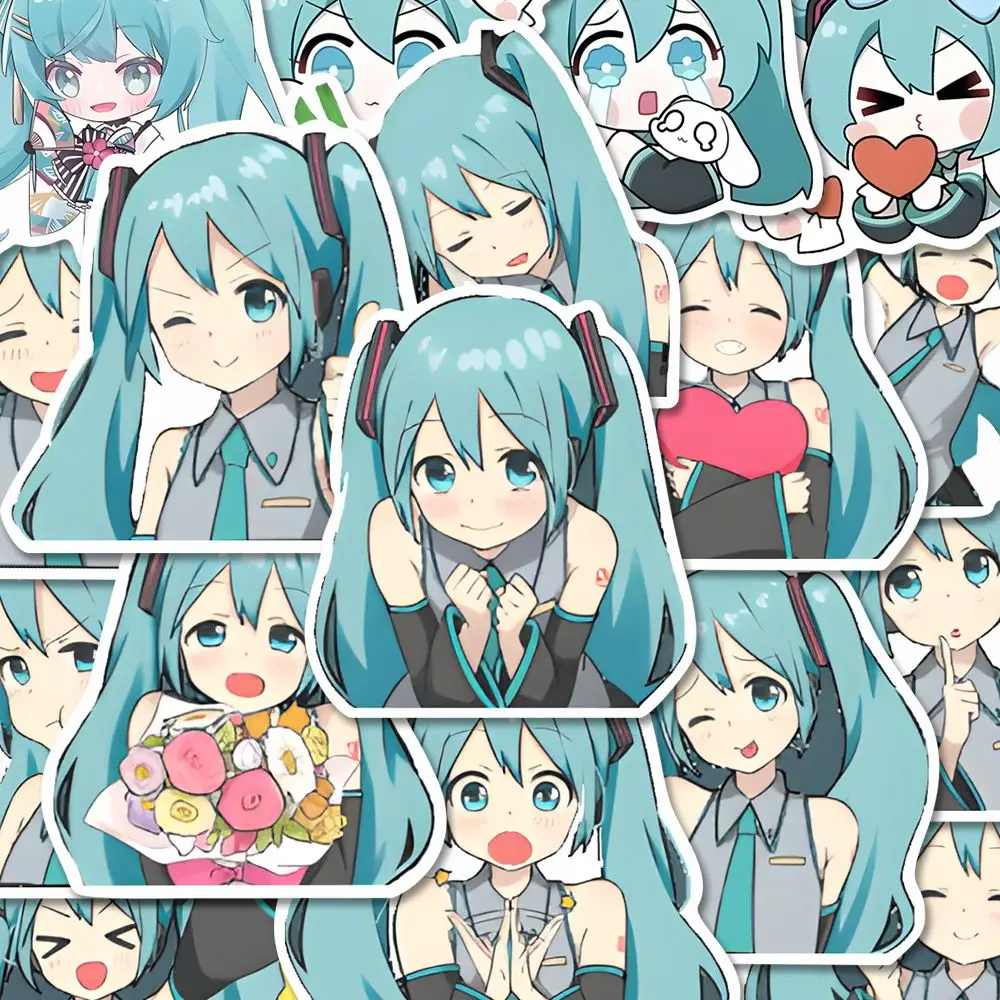 Adorable Hatsune Miku Emoticon Sticker Pack - Creative Waterproof Decoration
