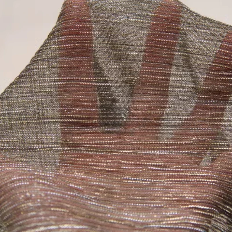 Thin Black Gold Silver Silk Pleated Three-dimensional Striped Elastic Mesh Clothing Fabric Pleated Glossy Dress Wedding Designer