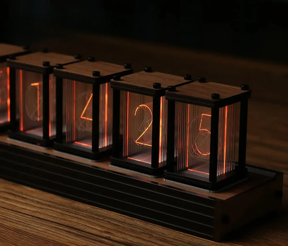 

Настольные часы RGB Nixie Tube, светодиодные электронные настольные цифровые часы «сделай сам», роскошные металлические настольные часы с орнаментом, идеи для подарка