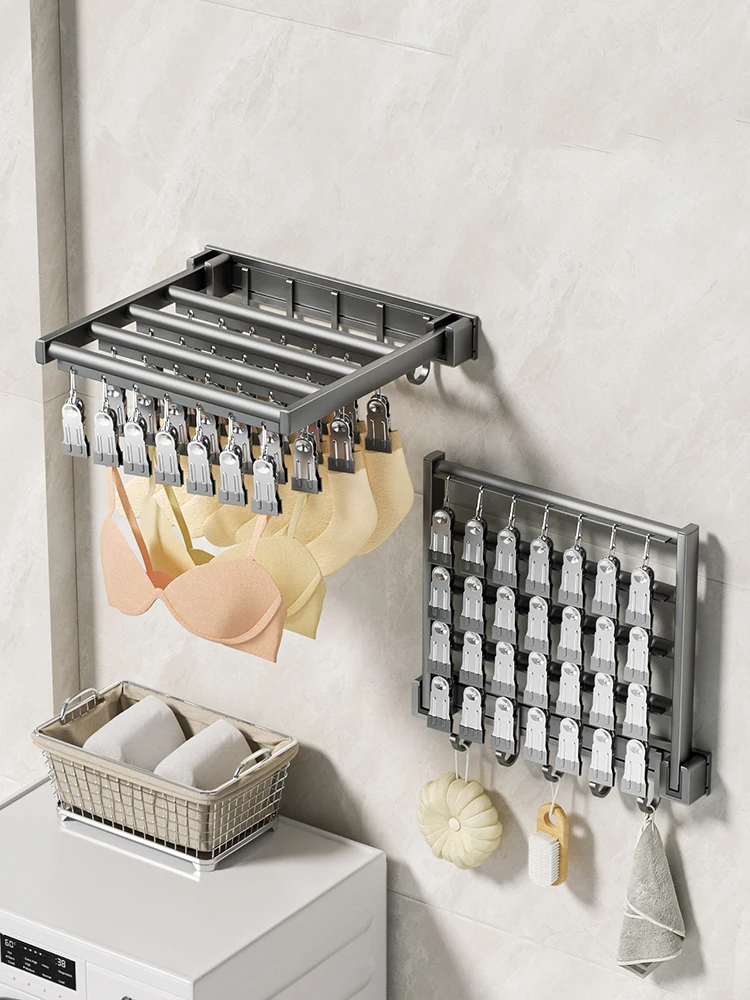 thumbnail image 2 of Folding Clothes Drying Rack, Heavy Duty Aluminum Alloy Over Door Drying Hanger Retractable Rod Foldable Portable Clothes Rack Towel Rack Organizer C B 2 of 14