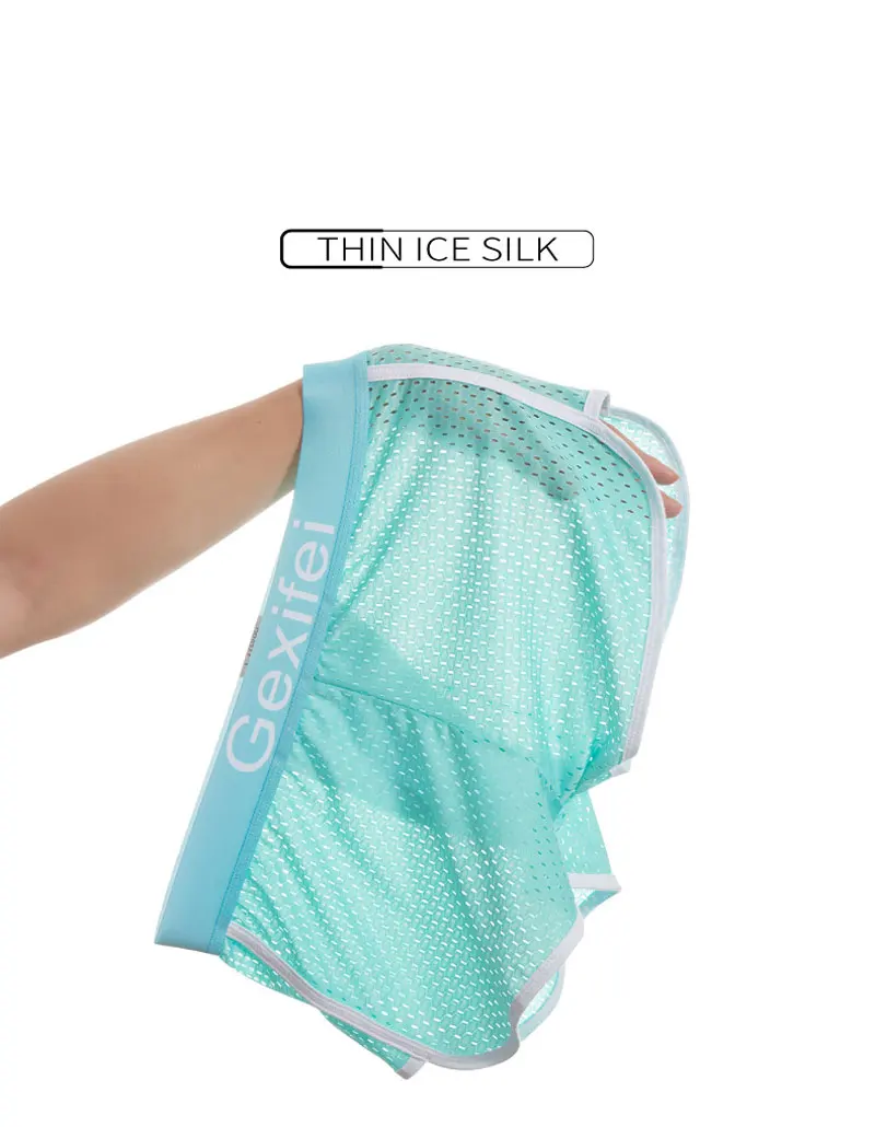 Description Picture 6 of itemSummer Ice Silk Mesh Breathable Loose Mens Boxer Shorts Comfortable At Home Underpants Male Arrow Panties Underwear Calzoncillos