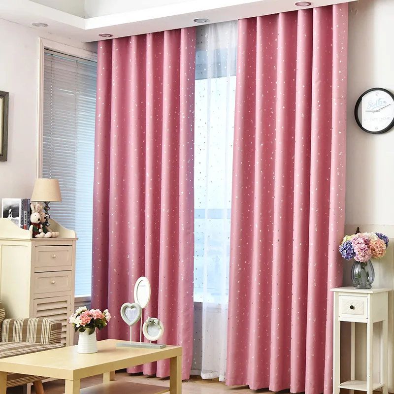 Shiny Stars Children Cloth Curtains For Kids Boy Girl Bedroom Living Room Blue/Pink Blackout Cortinas Custom Made Drape wp123#45 4