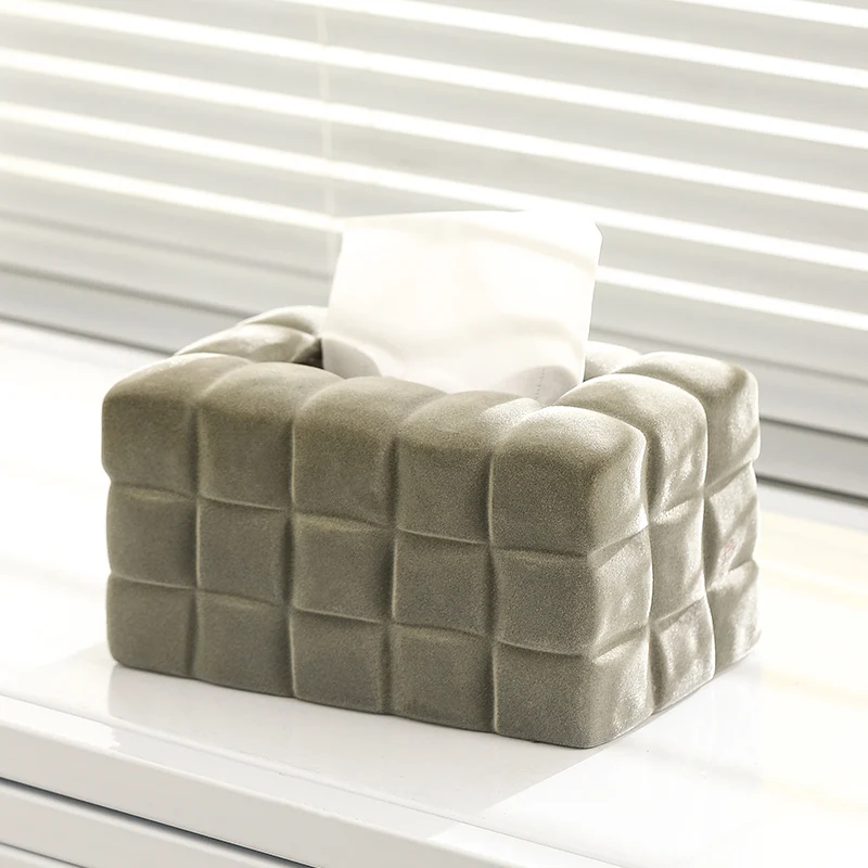 

Флокированная керамическая фотография, домашняя фотография гостиной, креативная и милая ватная конфета, Настольный ящик для хранения