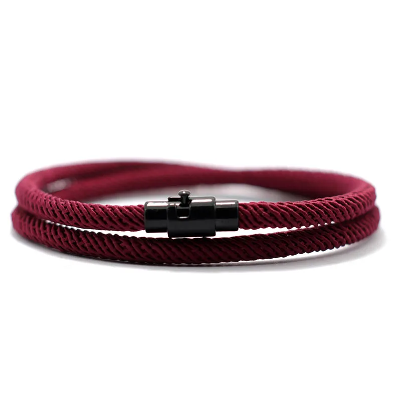 Men's Double Wrap Rope Bracelet with Magnetic Clasp - Minimalist Nylon Cord Wristband