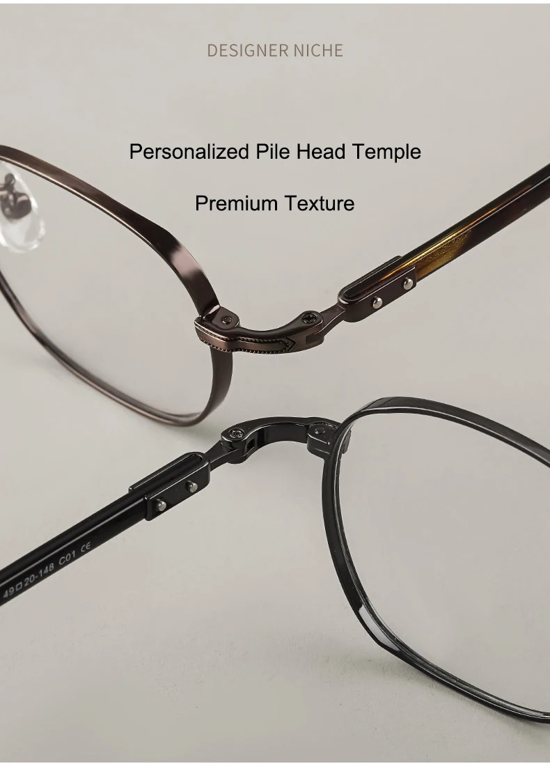 Japanische Designer-Replika: Ultraleichte Titan-Brille im quadratischen Design mit koreanischem Stil und Nietbügeln für Herren – Detail 5