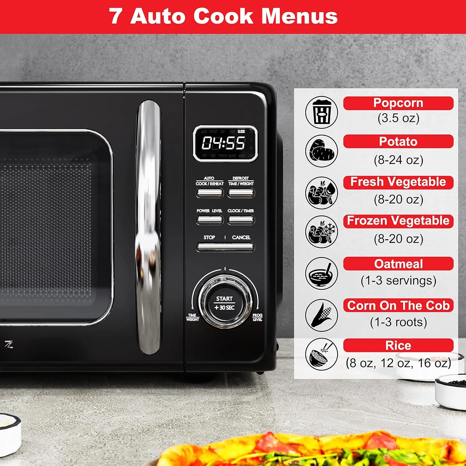 Microwave Oven with Auto Cook , Defrost, Quick Start Functions 4