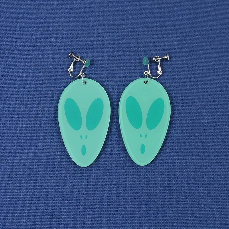 Anime DAN DA DAN Momo Ayase Cosplay Earring Alien Blue Green Long Earclips Earwear Eardrop Women Jewelry Accessories Prop