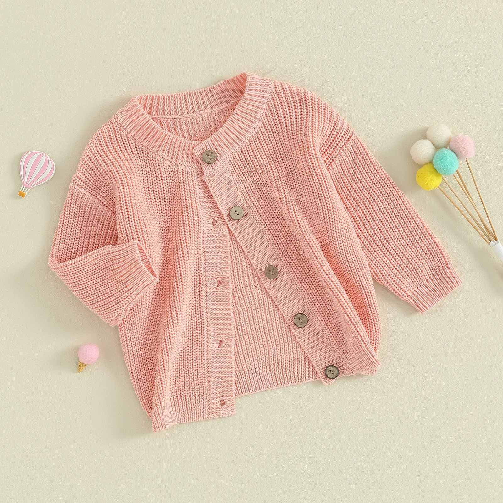 Children Baby Girls Boys Knit Cardigan Sweater Cute Long Sleeve Solid Color Button Down Casual Kids Clothes Fall Crochet Tops