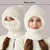 Winter Fleece Lined Knitted Hat with Ear Flaps, Windproof and Warm Hooded Neck Gaiter for Outdoor Cycling 3