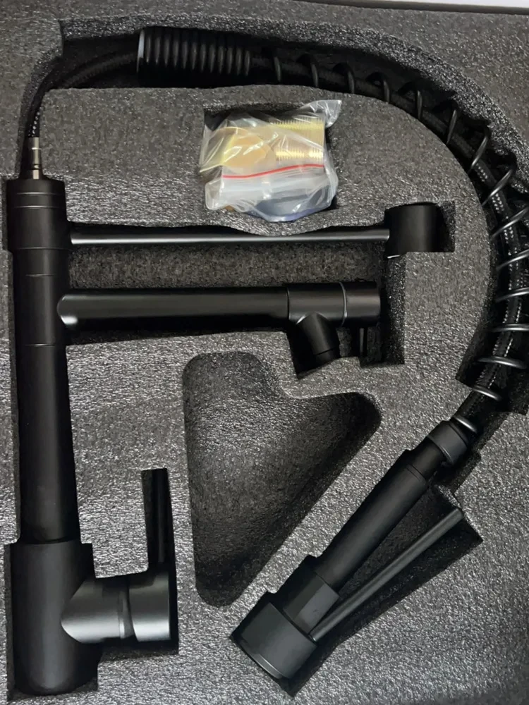 Kitchen Spring Pull Type Faucet All Copper Rotating And Stretching Sink Cold And Hot Water Purification Direct Drinking Dual