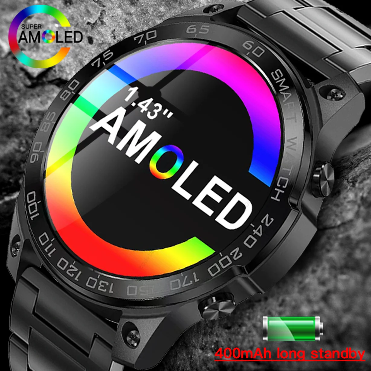 Smart Watch Men Blood Oxygen Monitor Custom Dial Answer Call Alwayson