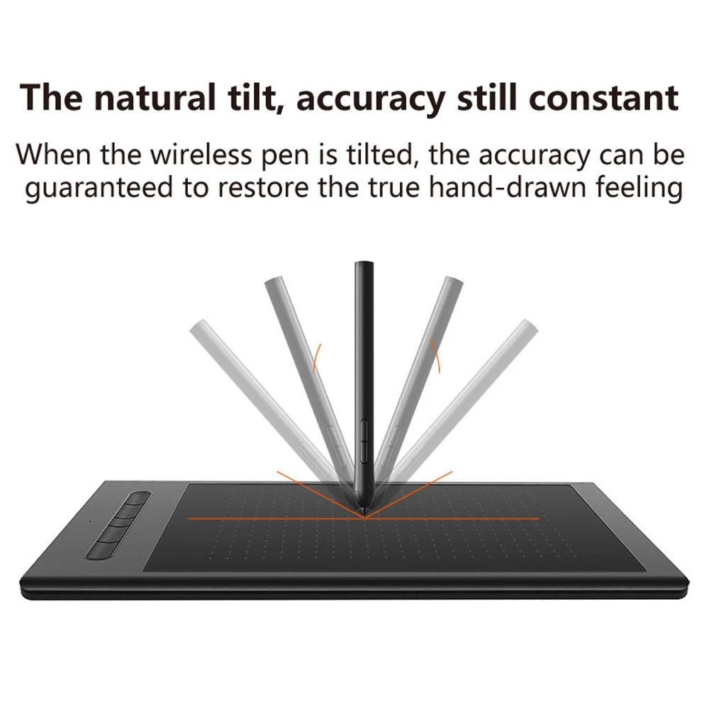 그래픽 태블릿 드로잉 태블릿, 8192 레벨 압력 감도, 5080LPI 해상도, 230PPS 판독 속도, 2.4G/BT 연결, WP9625N