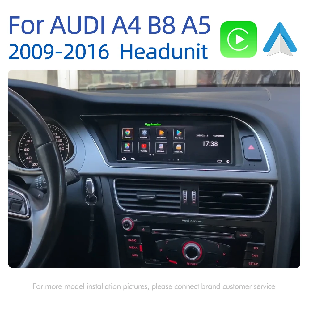 Android 13 8+128GB CarPlay For Audi A4 B8 A5 2008 2009 2010 MMI 2G High CD Changer Car Multimedia Player Stereo GPS Navi Screen